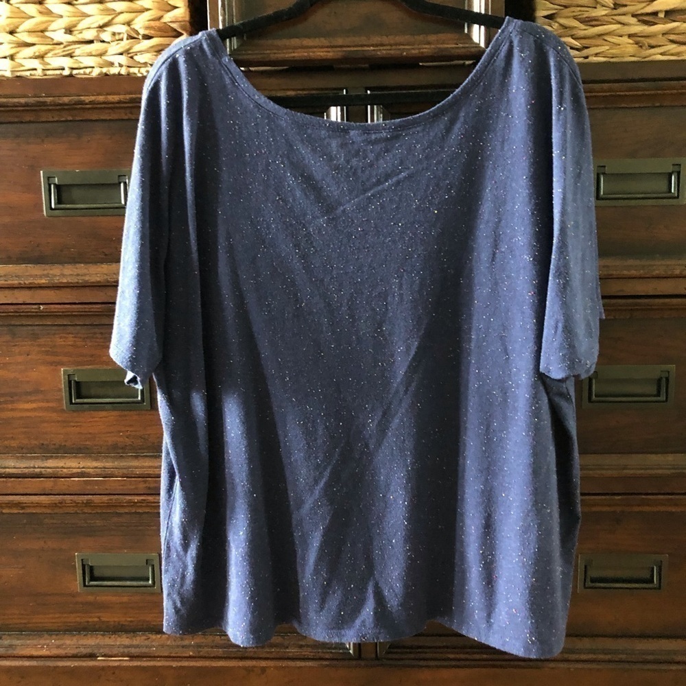 He>i Blue oversized short sleeve top with rainbow pilling in size 2X - Picture 5 of 6